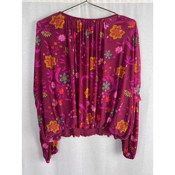 Free People Top Wildflower Honey Blouse Pink Floral Boho Festival Feminine - Picture 4 of 7